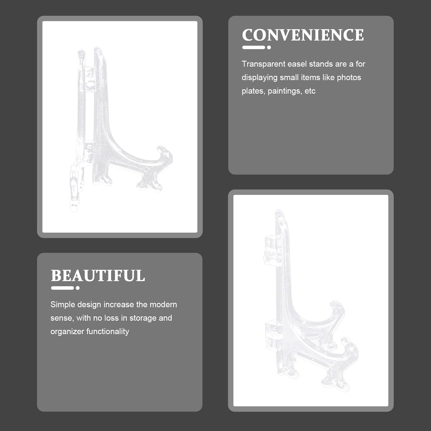 12pcs Clear Acrylic Easel Stands for Desk, Monitor, Book, Picture Frame, Novel Display, Plate Display Bracket