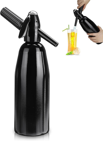 1L 8 CO2 Soda Siphon, Carbonated Water Machine, Soda Maker, Portable Aluminium Sparkling Water Maker for Home Bar