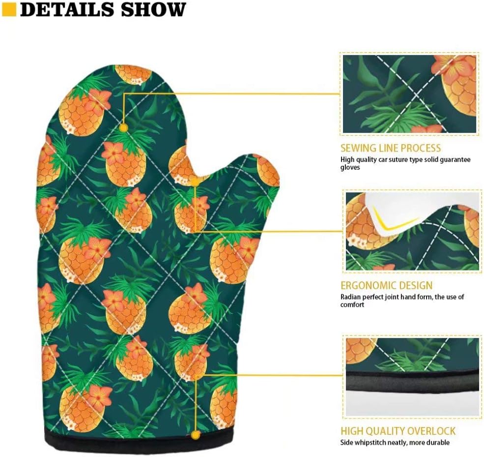 Dellukee Oven Mitt and Pot Holder Set, Leopard Print Heat Resistant Kitchen Gloves for Baking Cooking Grilling BBQ