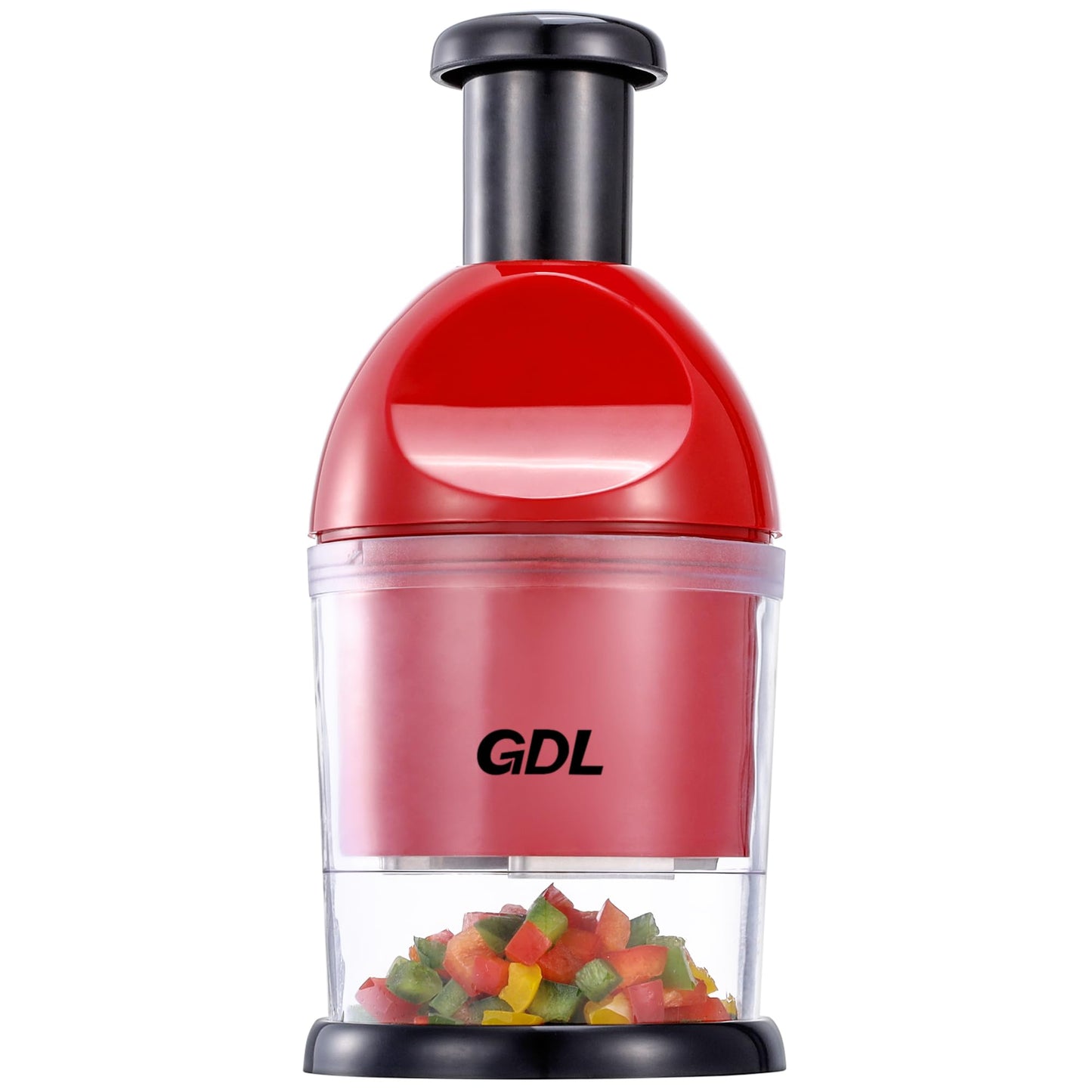 Food Chopper, Hand Chopper Dicer Easy to Clean, Manual Slap Vegetable Cutter Onion Dicer, Garlic Mincer for Onion, Nut, Tomato, Pepper, Celery, etc, Red