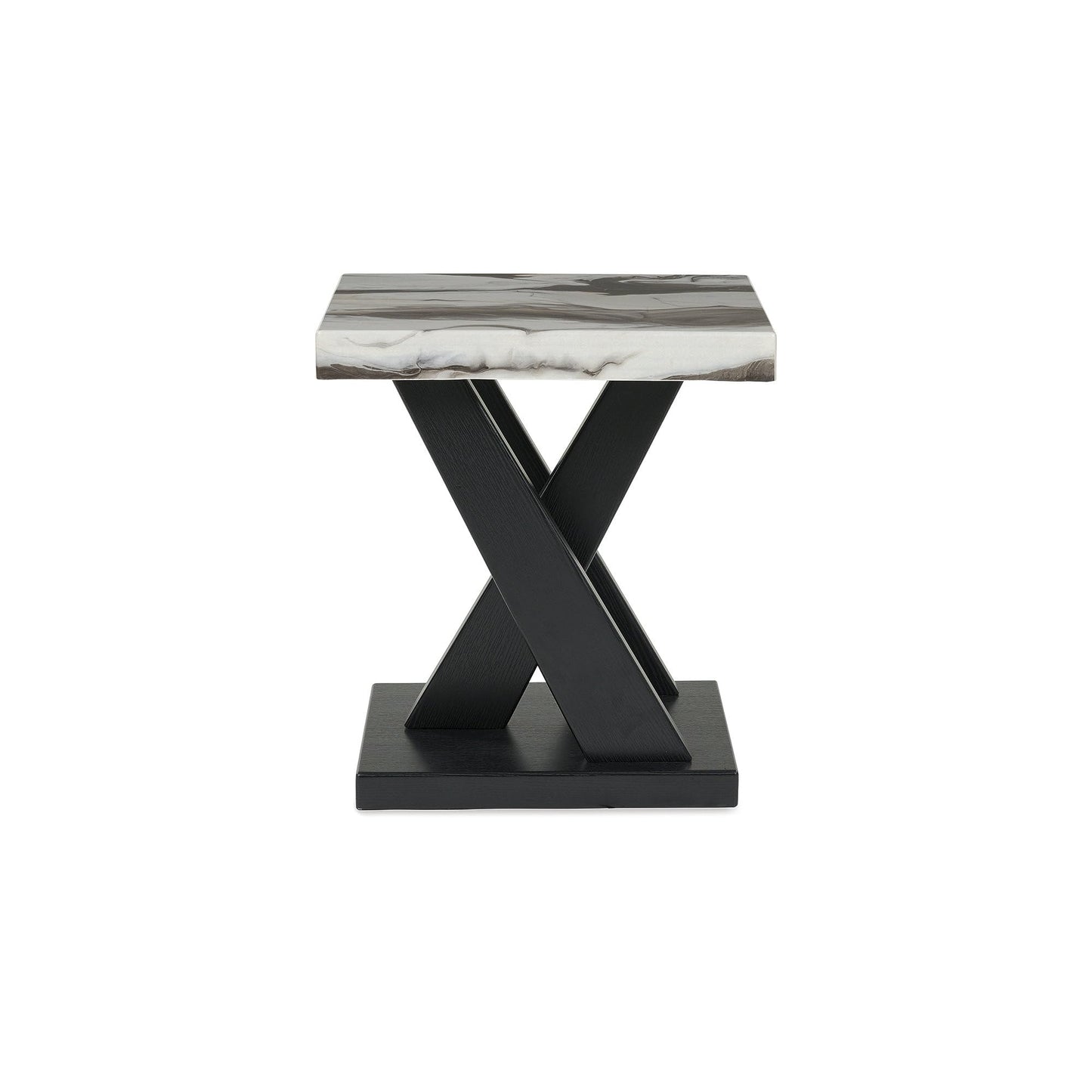 Signature Design by Ashley Cendill Contemporary Faux Marble Table with Casters, Set of 3, White & Black