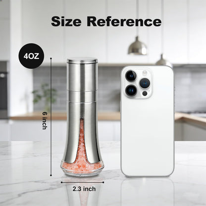 Aelga Salt and Pepper Grinder Set - Manual Pepper Mill with Adjustable Coarseness, Stainless Steel & Glass Salt Grinder Refillable for Kitchen & Dining Table