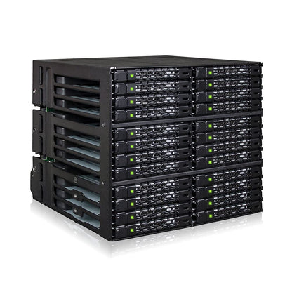ICY DOCK Rugged 24 x 2.5 SAS/SATA HDD/SSD Mobile Rack Enclosure for 3 x 5.25 Bay (6 x Mini-SAS HD) | ToughArmor MB924IP-B