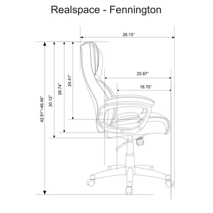 Realspace® Fennington Bonded Leather High-Back Chair, Black