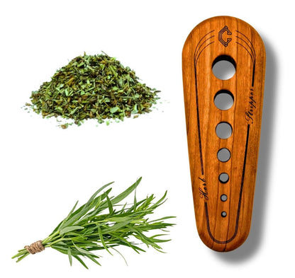 Handmade Cherry Hardwood Herb Stripper – Multi-Size Holes for Rosemary, Thyme, Oregano – Artisanal Kitchen Tool from Central Kentucky Woodshop, Food-Safe Finish