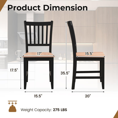 Giantex Wooden Dining Chairs Set of 4, Farmhouse Kitchen Chair with Rubber Wood Legs, Easy to Assemble Armless Dining Side Chairs, Dining Room Chairs, Black