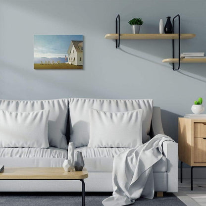 Stupell Industries 16x20 Americana Cape House Coastal Landscape Charm Painting by Zhen-Huan Lu, Canvas Wall Art