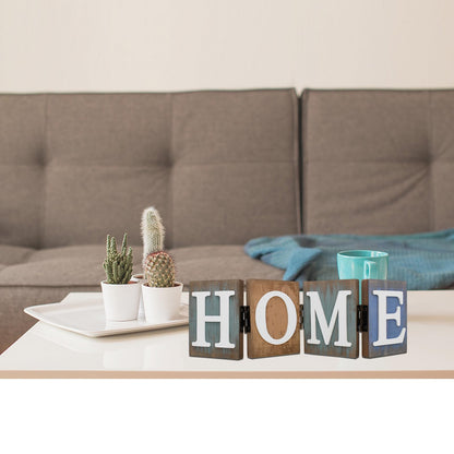 Aecipl Wooden Home Sign Rustic Decorative Letters Freestanding Letter Centerpiece Folding Word Sign Wood Farmhouse Decor for Tabletop Shelf Mantel Entryway Kitchen (Home)