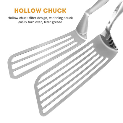 Stainless Steel Spatula Tongs for Cooking Fish Gripper Handy Pizza Clip Slotted Double Spatula Grill Tongs Metal s for Kitchen Use Fish