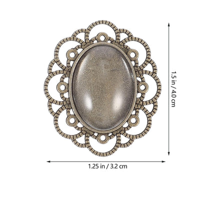 Healifty Vintage Brooch Base Bezels Kit with Dome 1.57X1.25 Inch Copper Pin Back Bottom Holder for DIY Jewelry Making Craft Oval Brooch Findings Tray