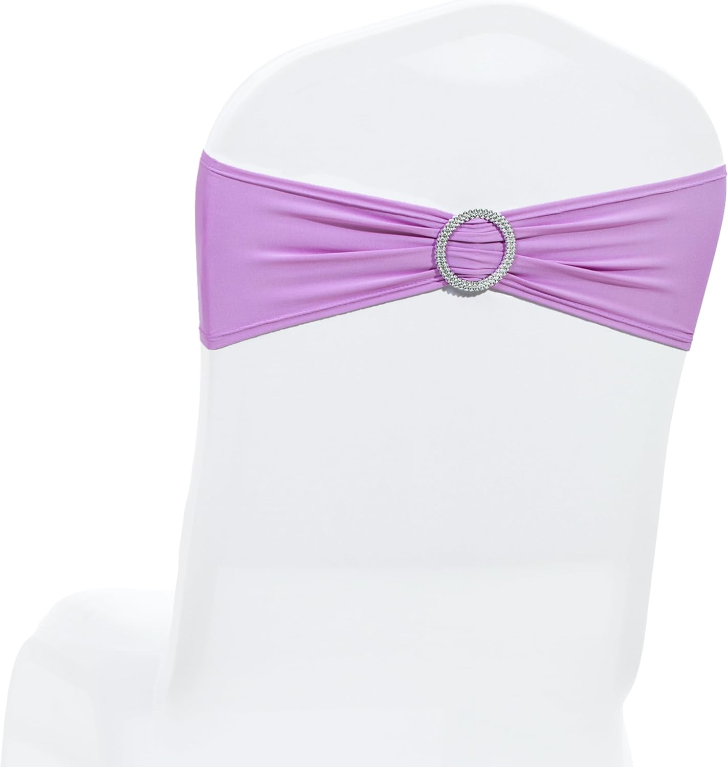 MDS Premium Spandex Chair Sashes - Stretchy Bow Covers with Buckle Slider | Pack of 50 - Light Purple
