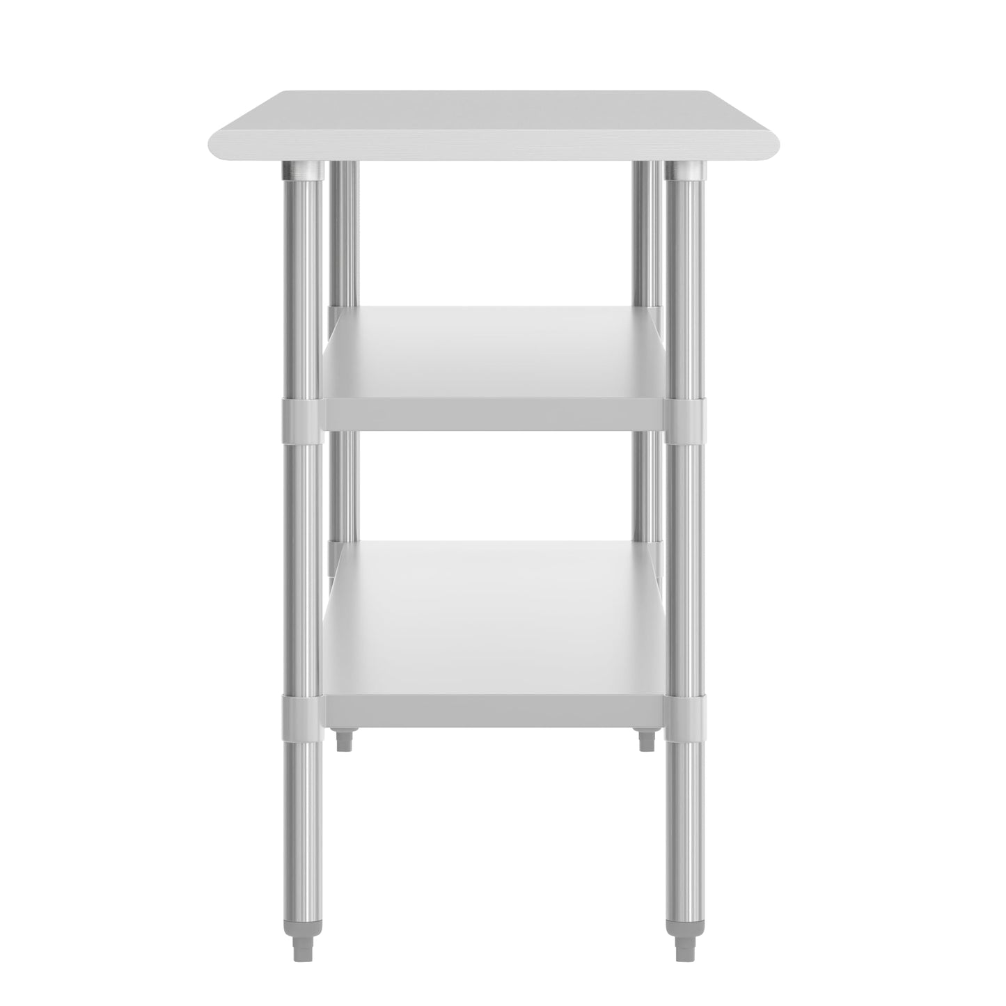 Flash Furniture Reese Stainless Steel 18 Gauge Work Table with 2 Undershelves - NSF Certified - 72" W x 24" D x 34.5" H