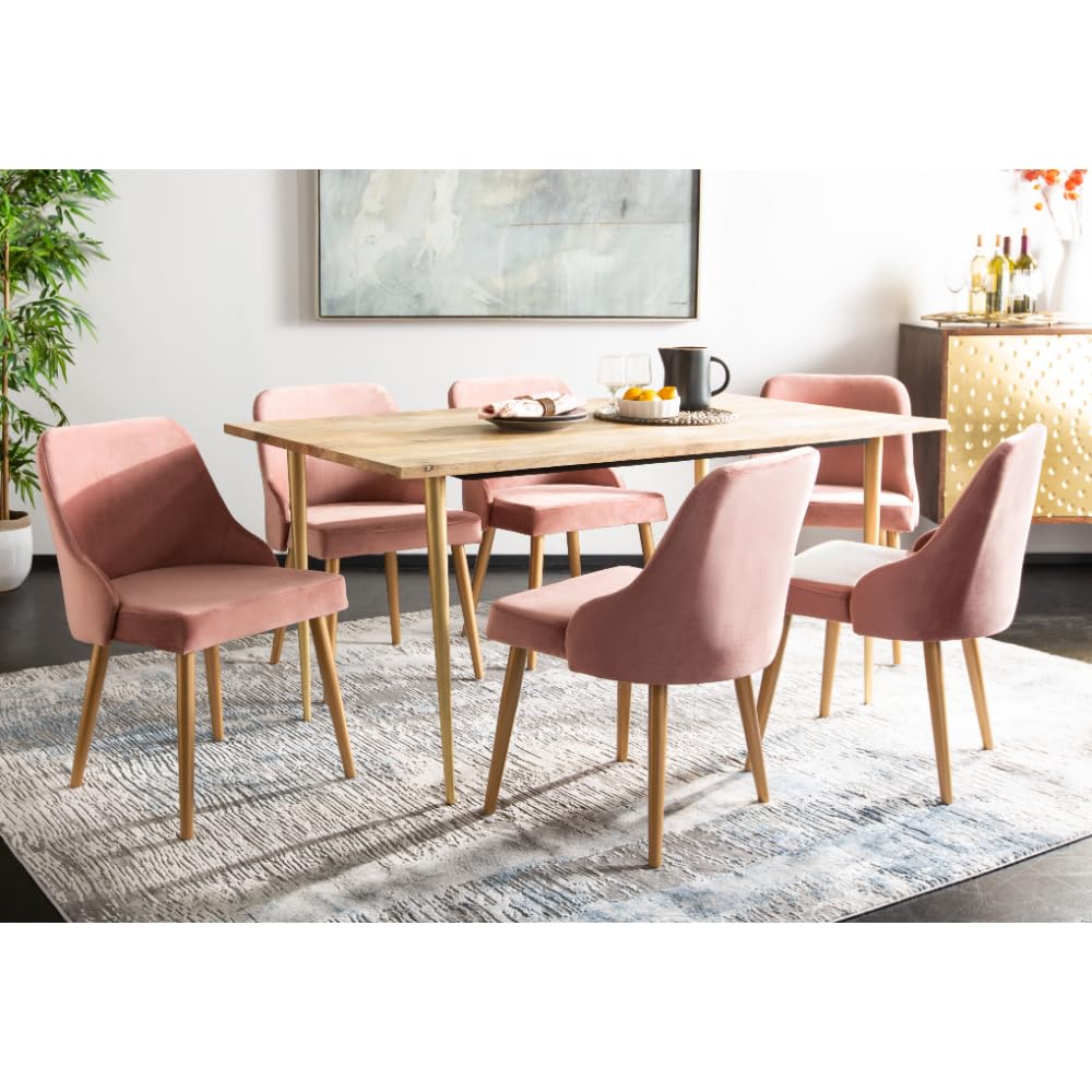 Safavieh Home Lulu Mid-Century Dusty Rose Velvet and Gold Dining Chair, Set of 2