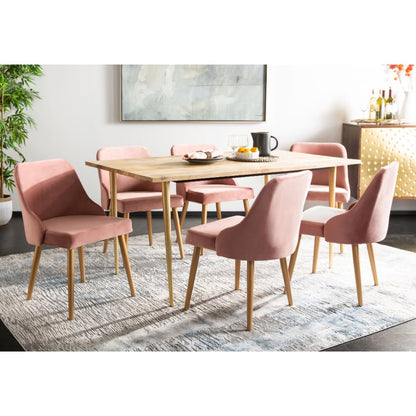 Safavieh Home Lulu Mid-Century Dusty Rose Velvet and Gold Dining Chair, Set of 2
