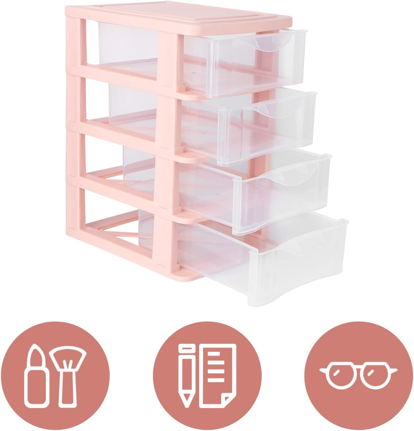 STOBOK 4 Layers Plastic Storage Drawer, Multifunctional Desktop Organizer for Home and Office