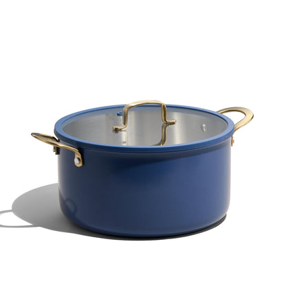 CAROTE 8QT Full Clad Tri Ply Stainless Steel Stock Pot with Lid, Kitchen Stockpot Soup Pot, Outer Ceramic Layer, Even Heating, All Stoves Compatible, Oven & Dishwasher Safe, Stay Cool Handle, Blue