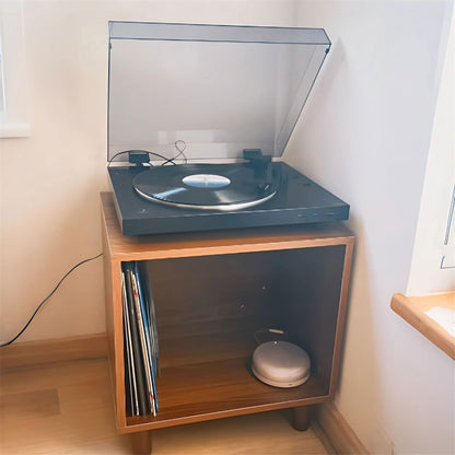 YUHUAWF Vinyl Record Holder Low Open CD Record Cabinet Wooden Storage Bookcase Bedside Table with Feet CD Holder