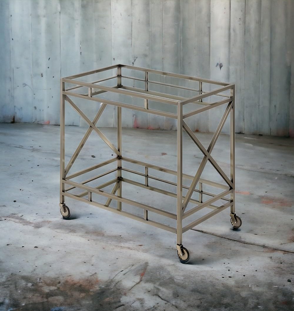 Mirrored Antique Gold Serving Cart