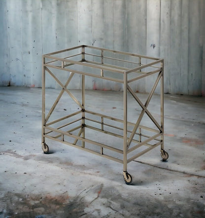 Mirrored Antique Gold Serving Cart