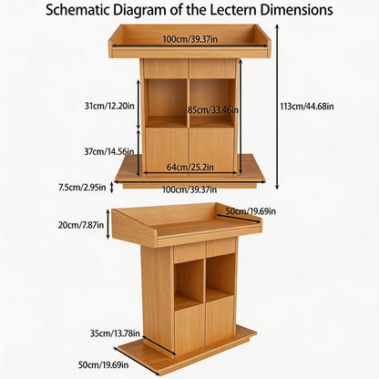 XIHAADOY Wood Podium, Podium Stand Portable with Wheels, Mobile Rolling Church Pulpits, Office Wooden Reception Desk, Lectern for Classrooms,Natural
