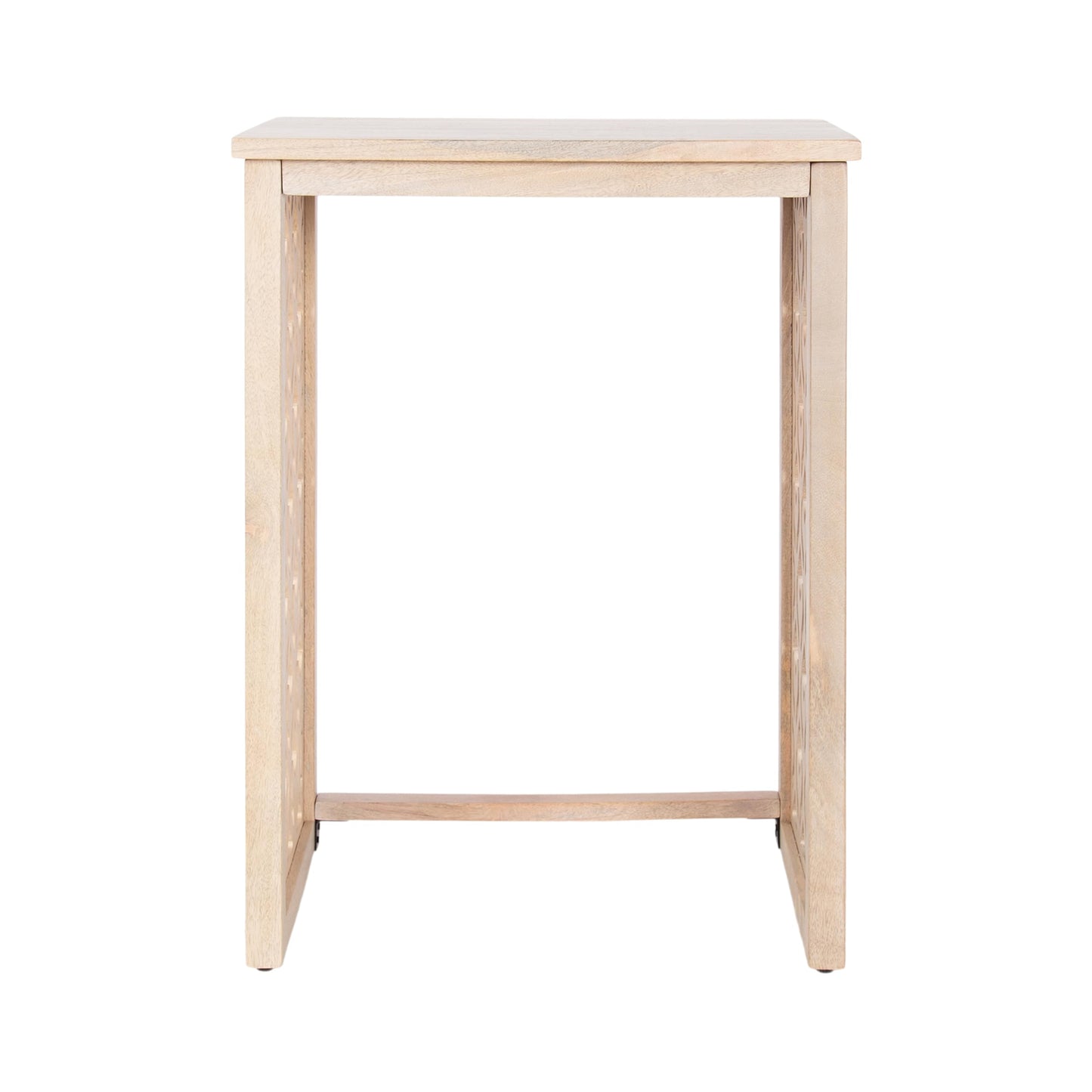 Kate and Laurel Karni Modern Mango Wood Living Room Nesting Tables, Set of 2, Whitewash, Decorative Coastal Solid Wood End Tables for Use as Bedroom Nightstands or Entryway Decor Accents