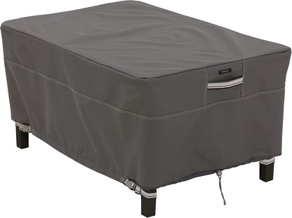 32 Inch Classic Accessories Ravenna Water-Resistant Rectangular Patio Ottoman/Table Cover, Outdoor Table Cover