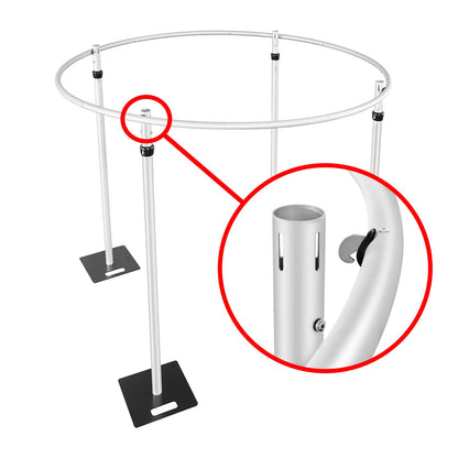 Hecis Portable Pipe and Drape Round Backdrop Stand , 6-10' Tall x 10' Wide Adjustable Round Backdrop Kit for Event， Party, Trade Shows and Wedding Decor