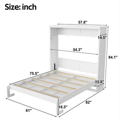 Full Murphy Bed Space-Saving Wall Bed, can be Folded into a Cabinet Bed for Multipurpose Guest Room or Home Office, White