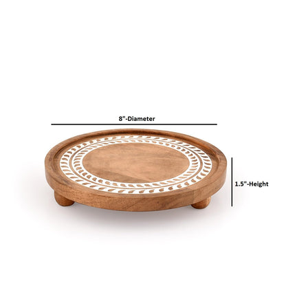 Hanol Pedestals Acacia Wood – Farmhouse Display Stands Round Minimalist Décor for Plants, Candles & Home Décor (Set of 2) ( 8" X 8" X 1.5")