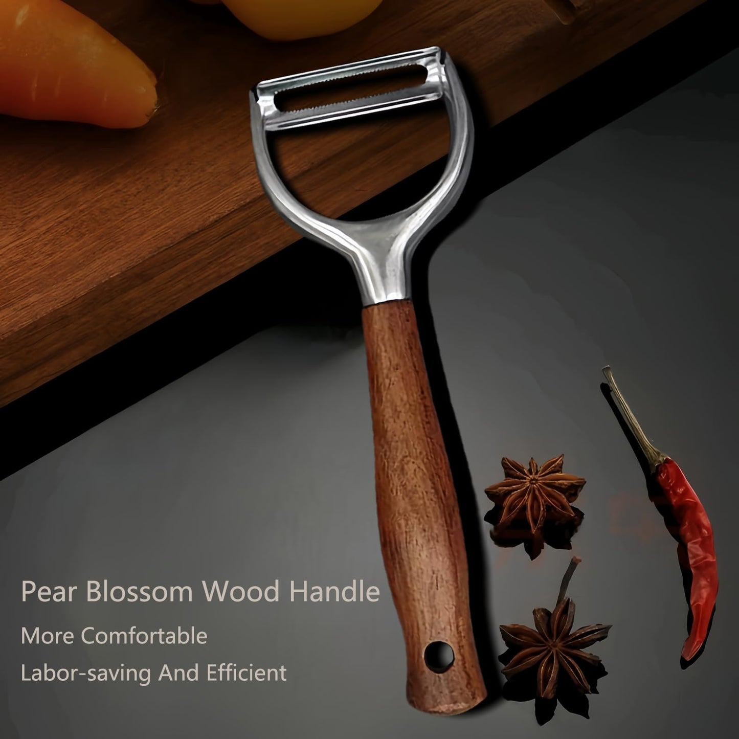 Laoxiongtou Professional Vegetable Peeler,Peelers For Kitchen Ultra Sharp 304 Stainless Steel Durable Blade,Quick Peeling Apple Carrot Potato Peelers,Ergonomic Natural Non-Slip Wooden Handle