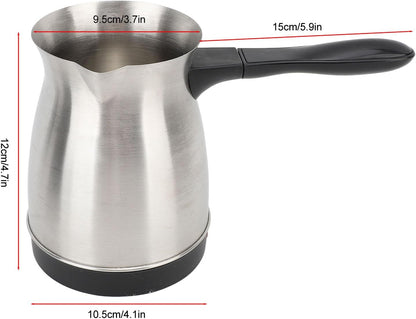 Electric Turkish Coffee Maker, 600ml Stainless Steel Arabic Pot, Tea Maker for Home Travel