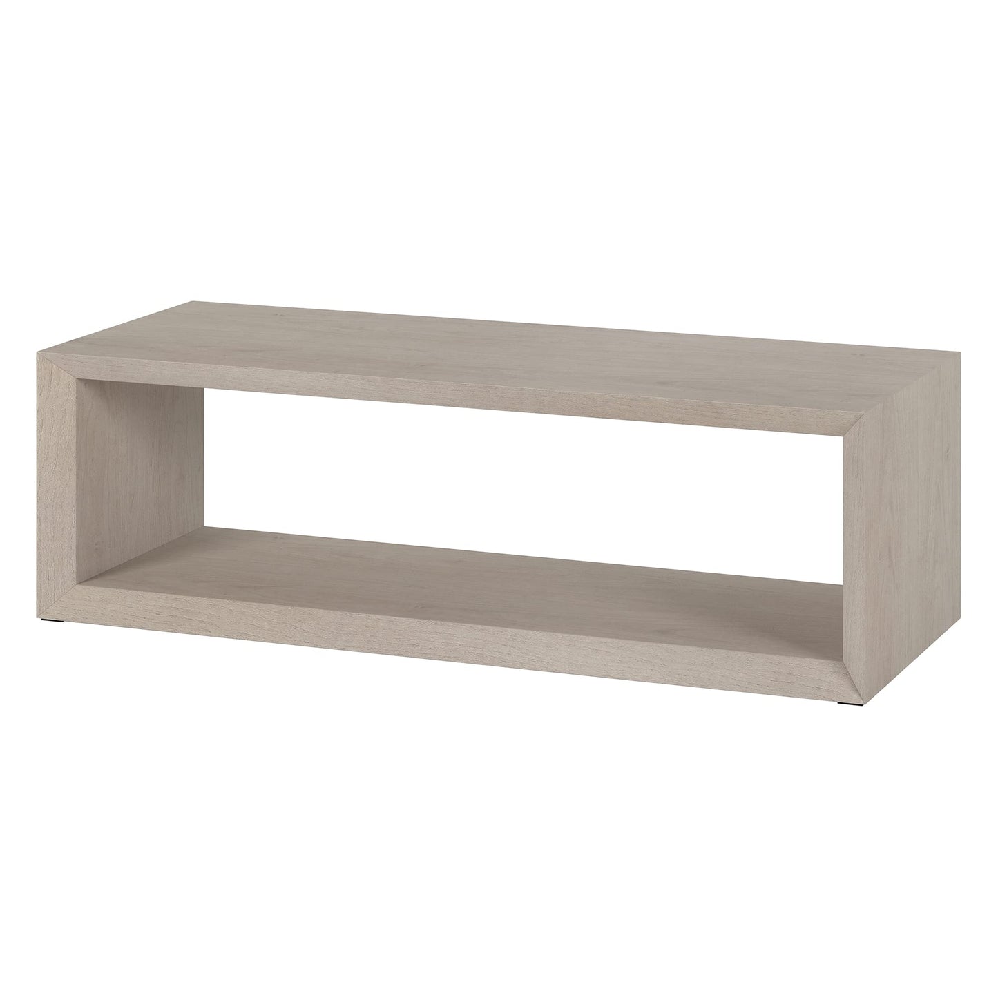 Henn&Hart 58" Rectangular Coffee Table with Open Storage Shelf for Living Room, Family Room, or Office, Beech White