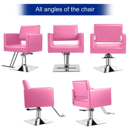 Hairdresser Barber Salon Chair,Capacity 330 Lbs - with Heavy Duty Hydraulic Pump, 360° Swivel Adjustable Spa Beauty Equipment, Hair Stylist Women Man for Barbershop,Home Hairdresser Hydraulic (Pink)