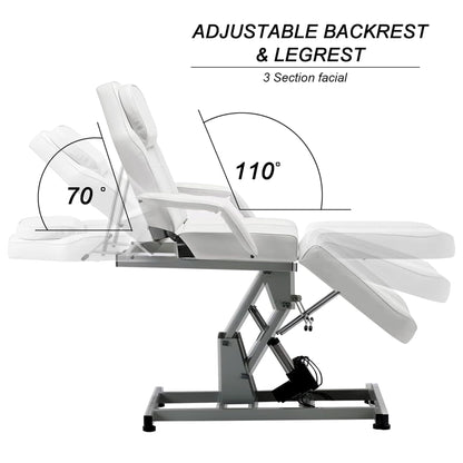 BarberPub Salon SPA Massage Bed Tattoo Chair Facial Adjustable Table Beauty Equipment 0100 (White)
