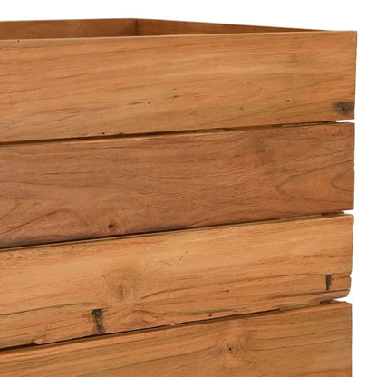 Foknhdi Height-Adjustable Teak Planter Box 19.7"x19.7"x28.3", Recycled Solid Wood Raised Garden Bed for Patio Balcony Living Room, Rustic Large Planter for Vegetables & Flowers