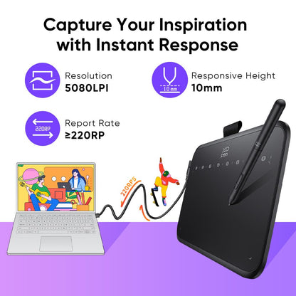 XPPen Deco 640 Drawing Tablet with 16384 Pressure Levels Sensitivity Battery-Free Stylus 6*4 Inch OSU Drawing Pad Graphic Tablet for Digital Drawing Teaching Designing Editing Work for PC Mac Android