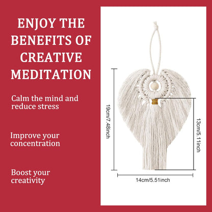 FREEBLOSS 6 Set DIY Macrame Angel Kit Macrame Angel Hanging Ornament Boho Macrame Wall Hanging Decor Macrame DIY Kit Christmas Gift for Mom Girls(White)