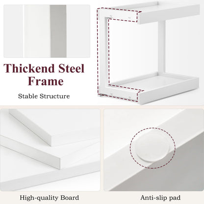 MARTY 2 Tier Spice Rack Organizer for Countertop, 15.8''L Coffee Station/Bathroom Organizer Countertop, Counter Shelf Desktop Storage Organizer for Kitchen, Bedroom, Office (Black)