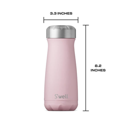 S'well Stainless Steel Traveler, 16oz, Pink Topaz, Triple Layered Vacuum Insulated Containers Keeps Drinks Cold for 24 Hours and Hot for 12, BPA Free, Easy Carrying On the Go