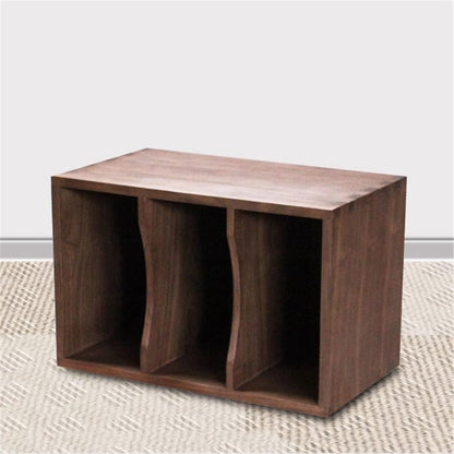 uP9sF2mD DVD Shelf Organizer Home Retro Wooden Vinyl Record Display Cabinet with Partition for LPs Books Magazines CD Storage Rack