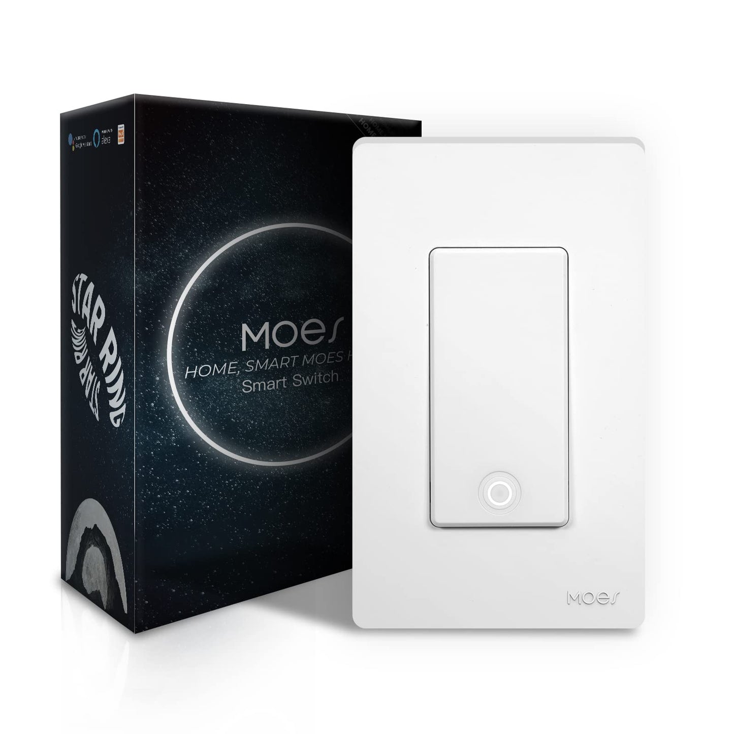 MoesGo 2nd Generation WiFi Light Switch, 3-Way Wall Switch 2.4GHz, Neutral Wire Required, Smart Life APP Remote Control, Compatible with Alexa/Google Home, No Hub Required, White 4 Gang