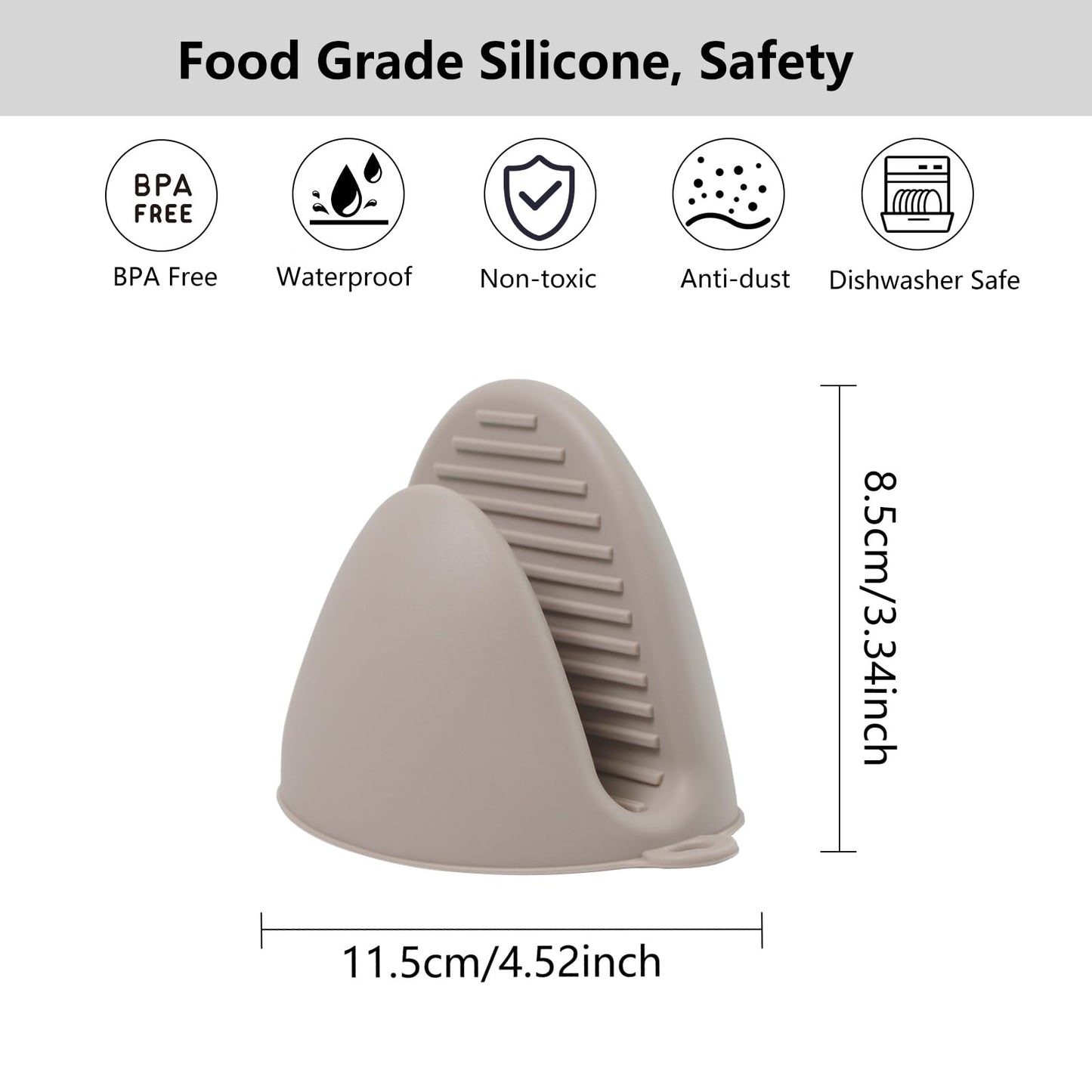 Silicone Oven Mitts Heat Resistant 3 Pair Mini Pot Pinch Grip- ChufanMomsil Short Cute Pot Holders Sets for Kitchen, Air Fryer, Baking, Small Silicone Rubber Oven Gloves Mittens, Khaki