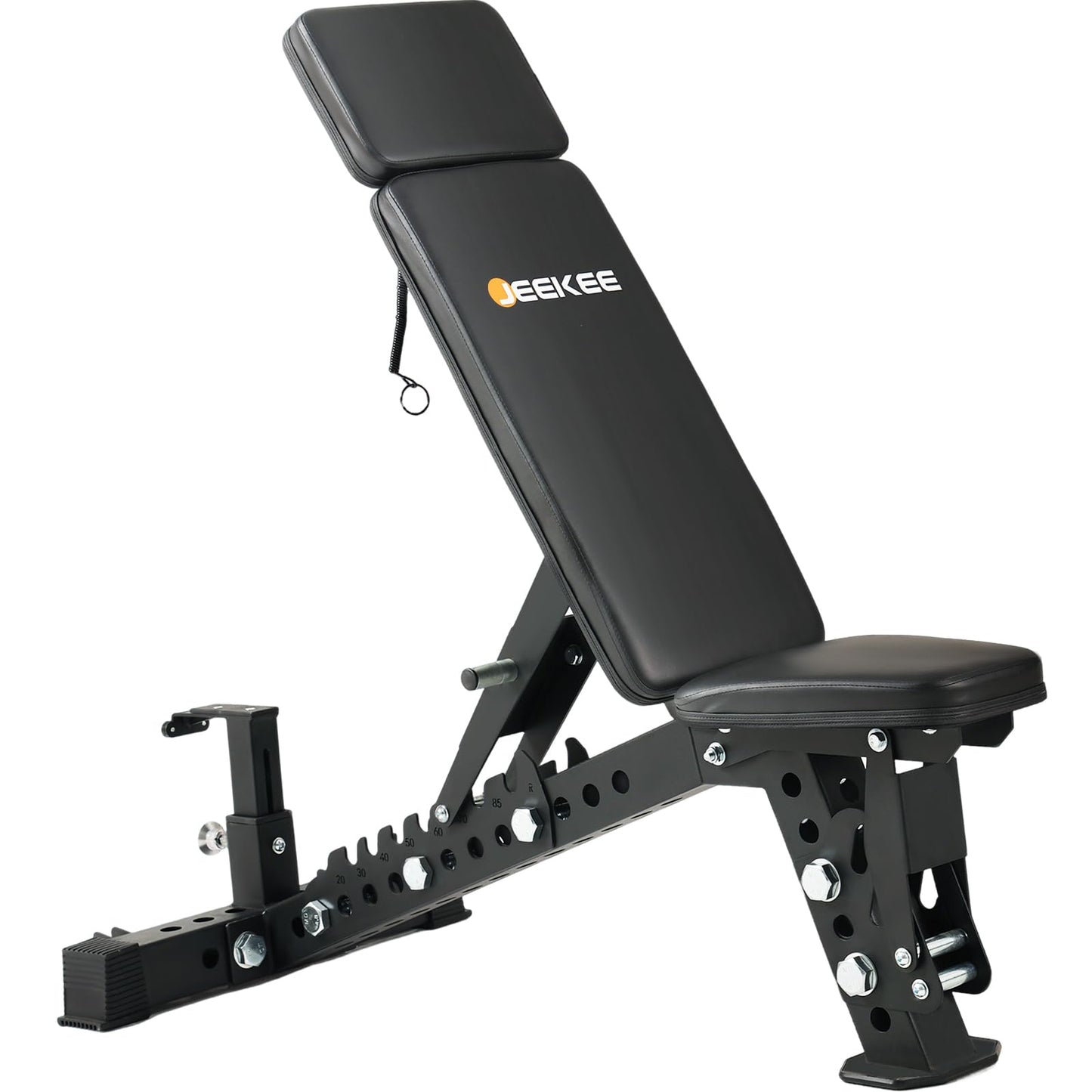 JEEKEE Adjustable Weight Bench, 1600LB Capacity Commercial 3x3 Steel Bench, 40" Extra Long Backrest for Tall Users 6’5”, Incline Decline Flat Bench with Headrest Adjustment for Home Gym