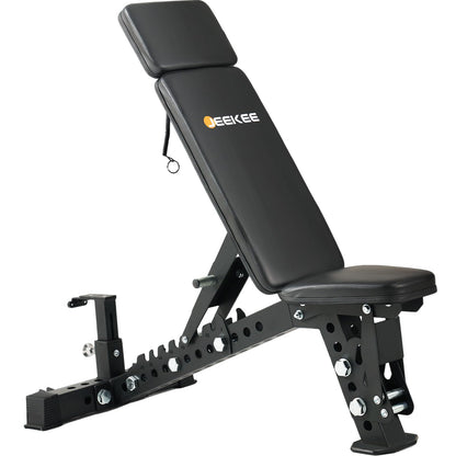 JEEKEE Adjustable Weight Bench, 1600LB Capacity Commercial 3x3 Steel Bench, 40" Extra Long Backrest for Tall Users 6’5”, Incline Decline Flat Bench with Headrest Adjustment for Home Gym