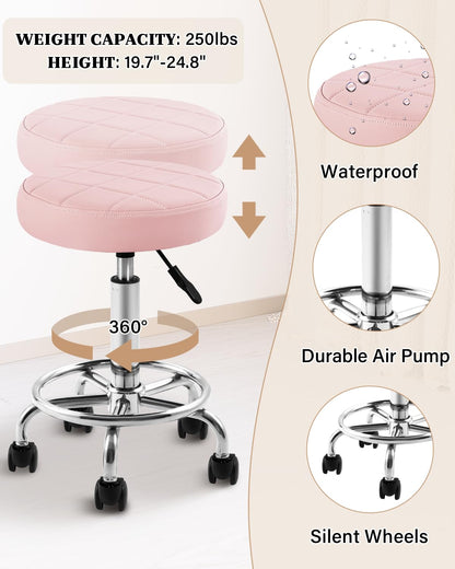 Tythical Pink Tattoo Artist Chair, Split Leg Facial Bed for Client Professional Beauty Lash Massage Bed with Hydraulic Stool & Extension Footrests for Salon Spa Barber Equipment