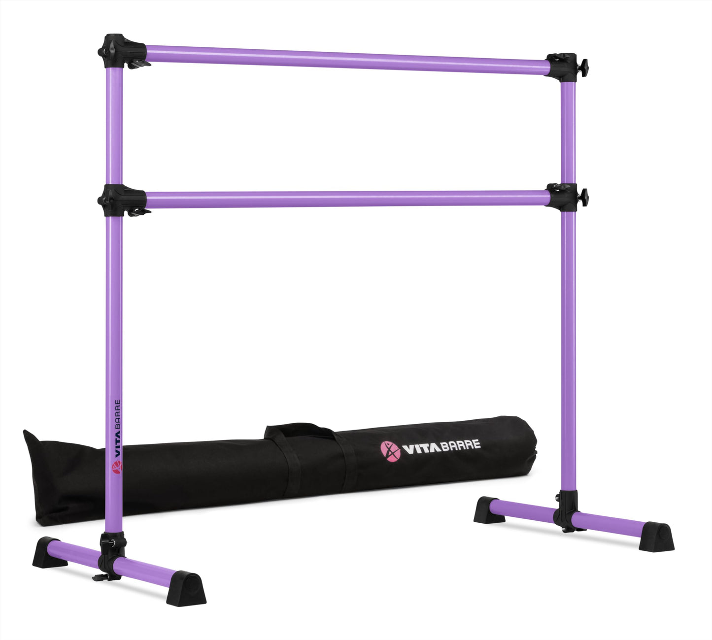 VITA Barre Portable Freestanding Double Ballet Barre, Prodigy, 4 Ft Bars, Purple, with Bag | Adjustable Height, USA Made, Home or Gym Exercise Equipment for Kids & Adults | Dance, Fitness, Pilates