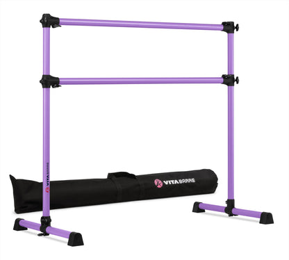 VITA Barre Portable Freestanding Double Ballet Barre, Prodigy, 4 Ft Bars, Purple, with Bag | Adjustable Height, USA Made, Home or Gym Exercise Equipment for Kids & Adults | Dance, Fitness, Pilates