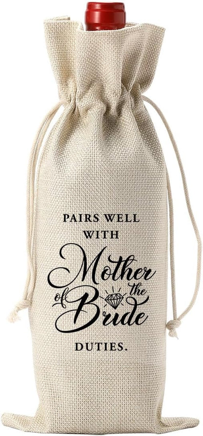 Gifts for Mother of the Bride Wine Bag, Pairs Well with Mother of the Bride Duties, Gift Ideas for Bride Mother