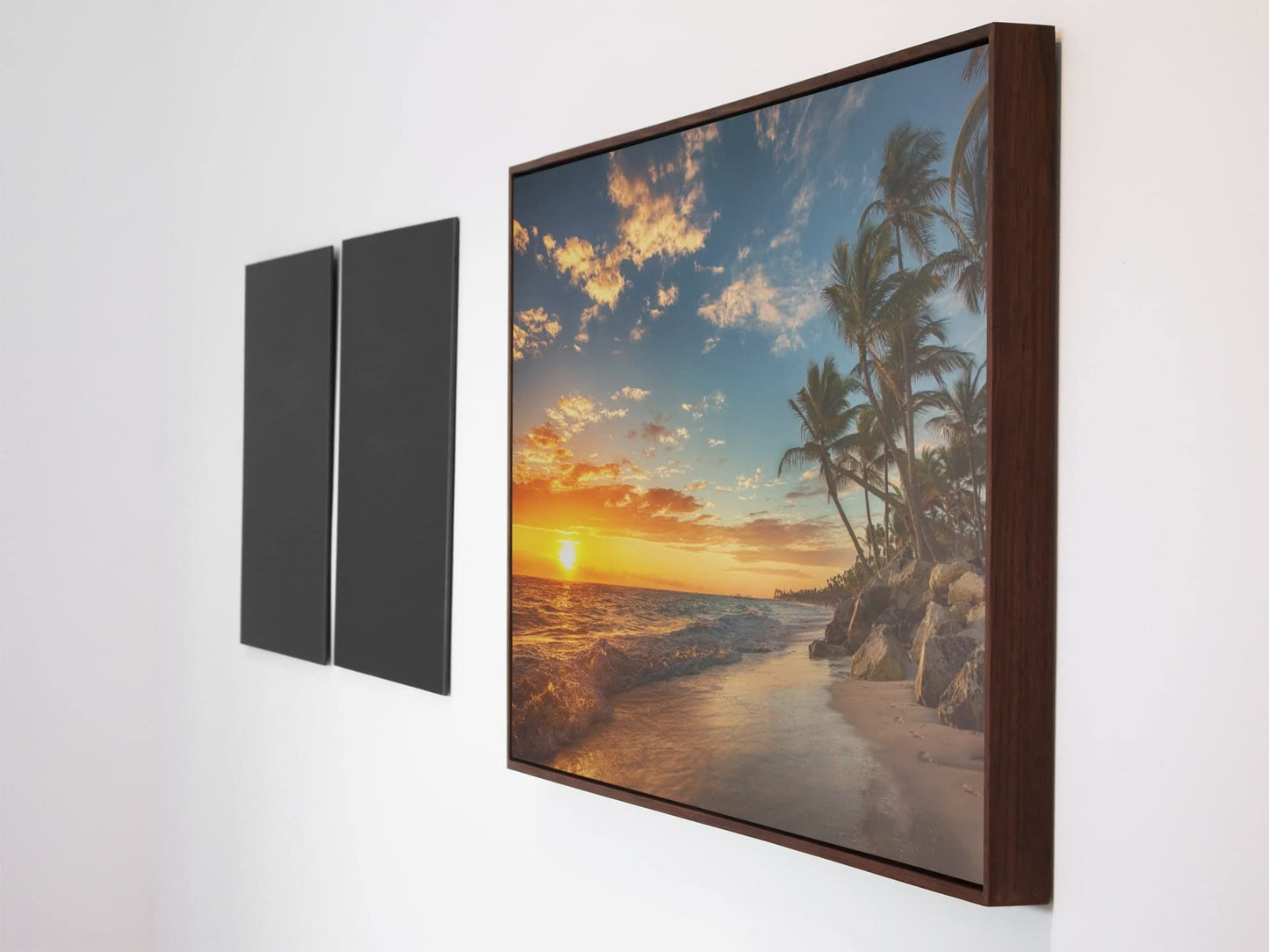 Beach Art Wall Decor Coral Beach Sand Sea Palapa Tropical Palm Tree Photo Sunset Landscape Pictures Ocean Scenic Scenery Nature Photography Paradise Cool Wall Art Print Poster 36x24