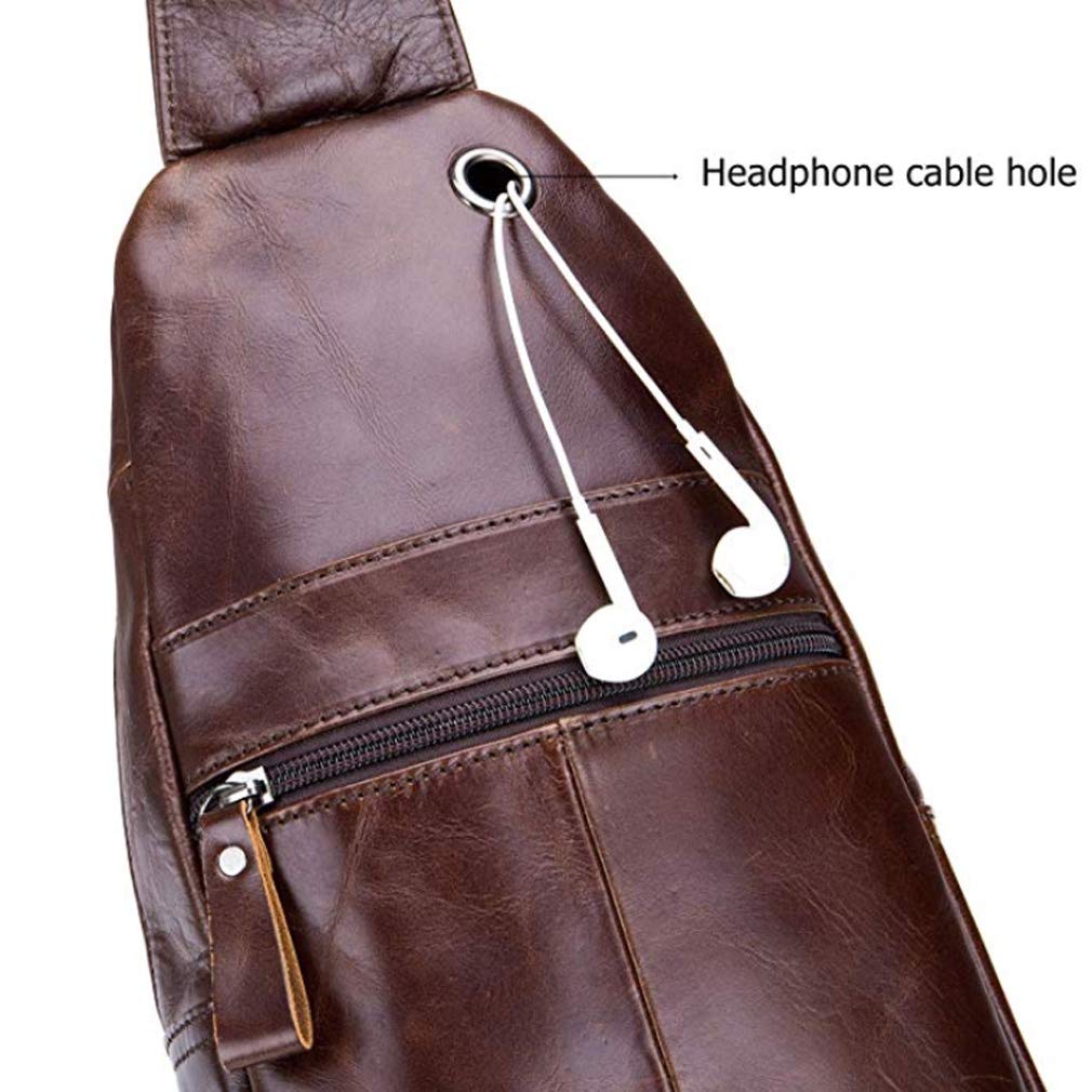 Xieben Vintage Leather Sling Chest Bag Crossbody Pack for Men Women Travel Outdoor Shoulder Pack Backpack Daypack